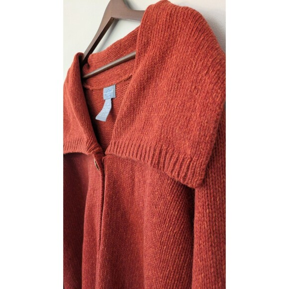 Women's Cardigan Sweater 3X Lambs Wool Angora Thick One Button Shawl Collar Rust - Picture 3 of 10